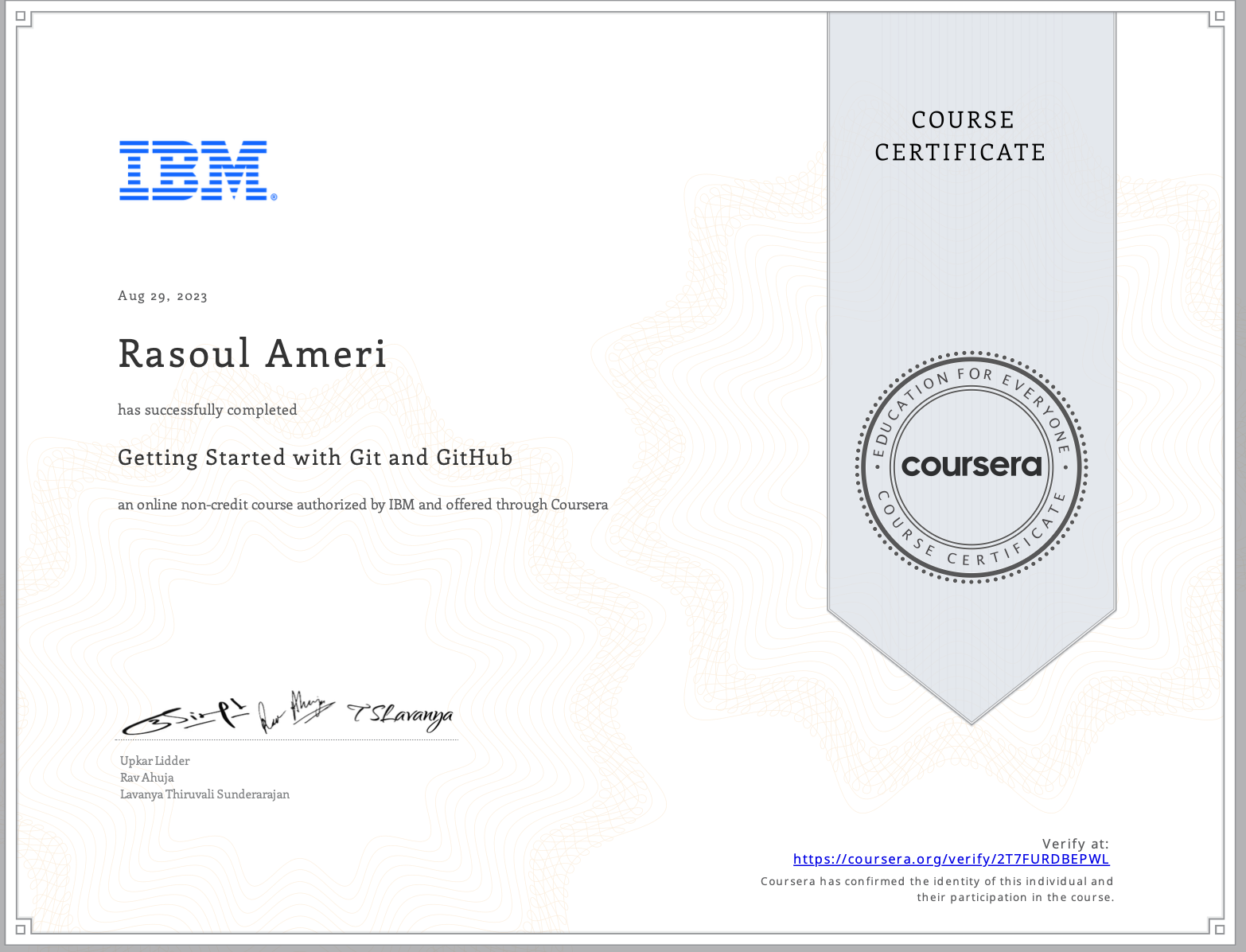 Git and GitHub certificate