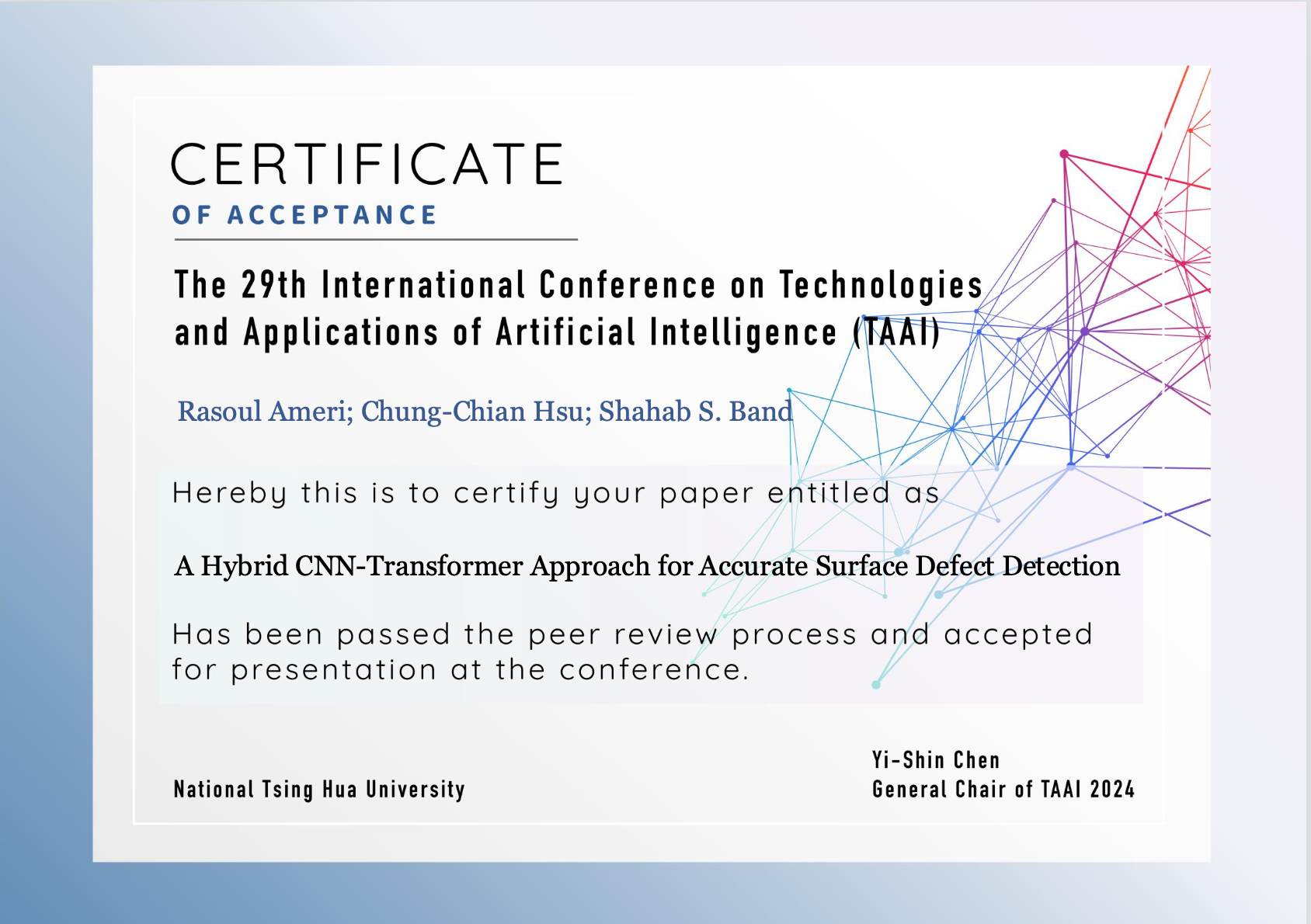 Publication page image for A Hybrid CNN-Transformer Approach for Accurate Surface Defect Detection
